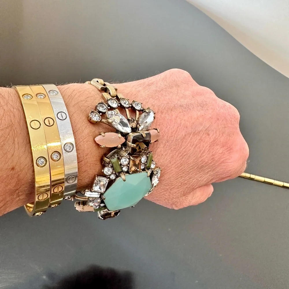 NWT Vintage RARE luxury J. Crew Art Deco Inspired Crystal Statement Bracelet - Picture 6 of 17
